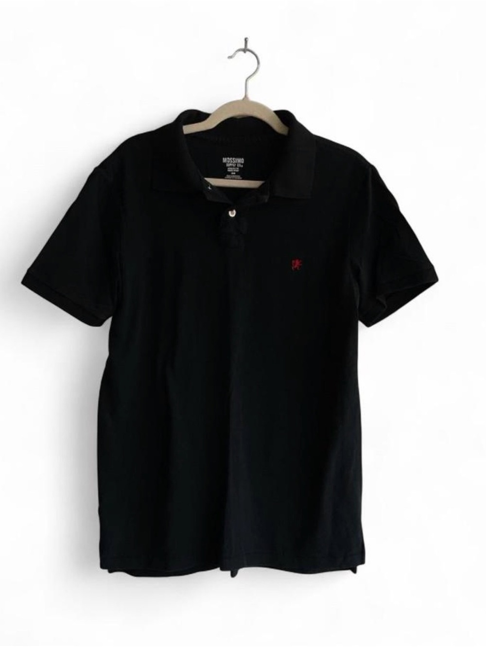 Mossimo Supply Co. Men’s Black Pique Polo Shirt - Red Lion Emblem SIZE M